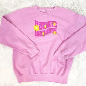 PAC SUN LA PINK GRAPHIC LONG SLEEVE CREWNECK PULLOVER SWEATSHIRT WOMENS SMALL